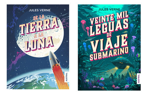 Pack De La Tierra A La Luna + Veinte Mil Leguas - Verne - IMPRESIÓN A DEMANDA